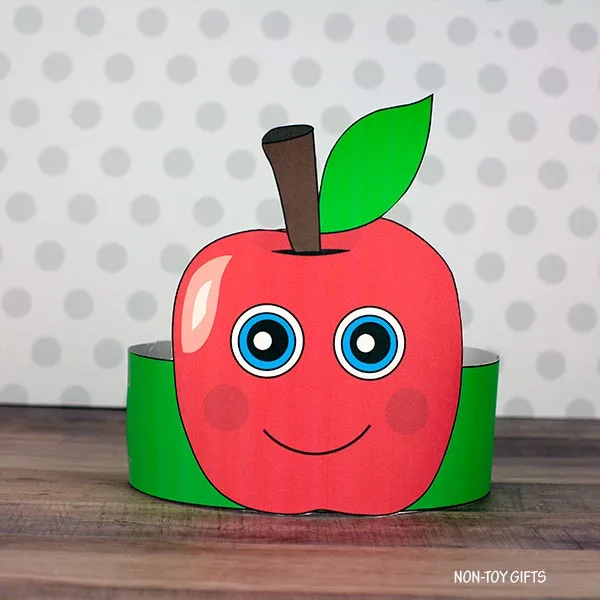 simple apple paper hat printable for kids to make for a fall day