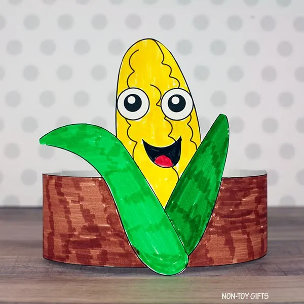coloring corn headband craft for kids to make for fall