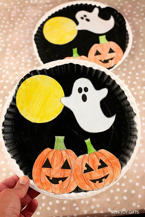 Halloween paper plate craft printable template for preschoolers