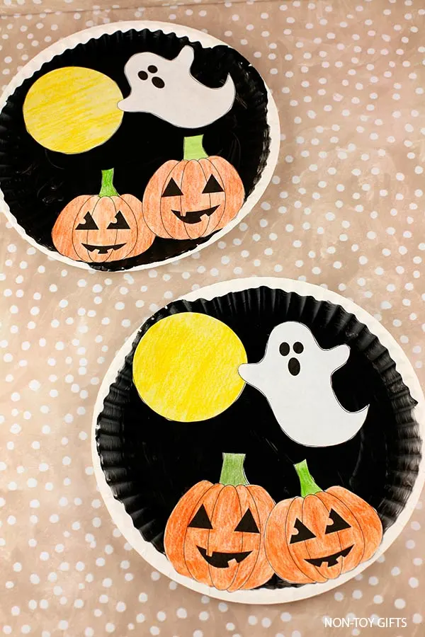 Halloween paper plate craft printable template for preschool