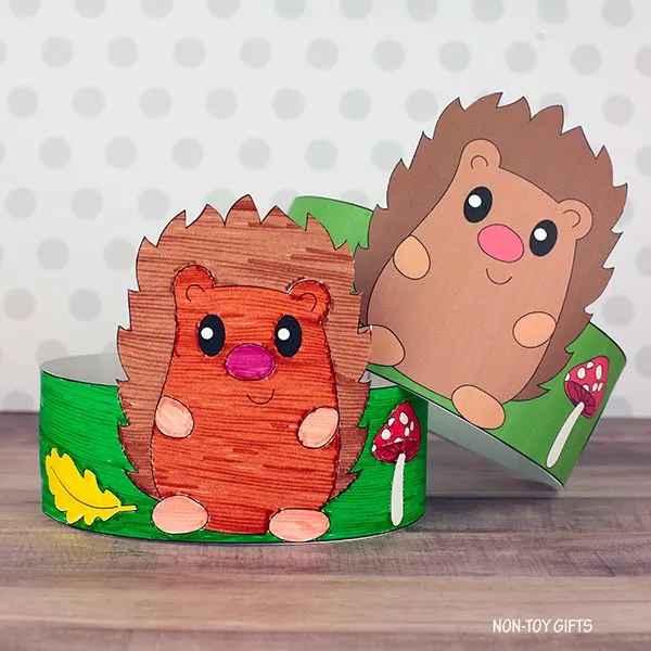 hedgehog paper crown - autumn animals