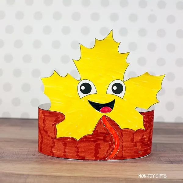 easy leaf headband craft for kids with printable template to use at daycare and preschool