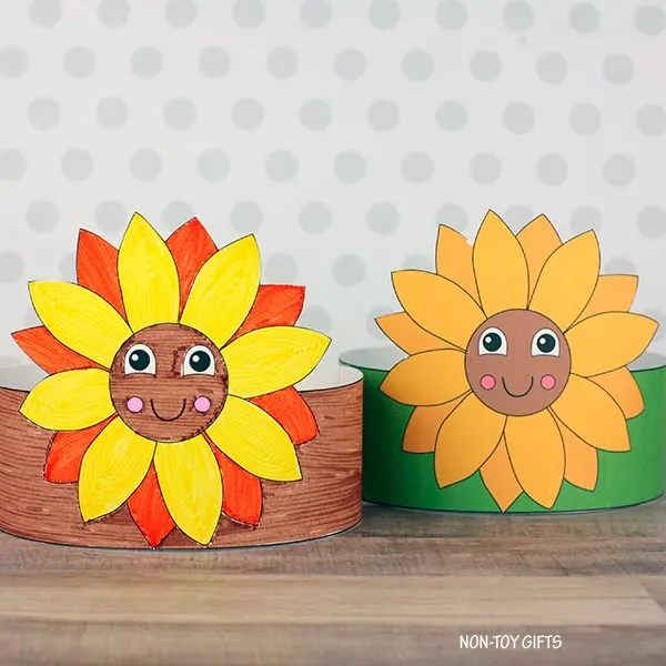sunflower headband craft for kids to make on a fall day