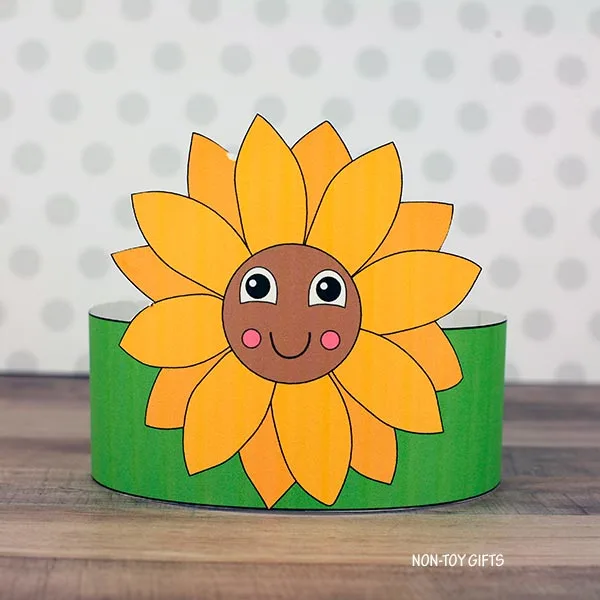 sunflower headband craft printable for kids