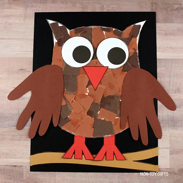 attach owl to the black paper