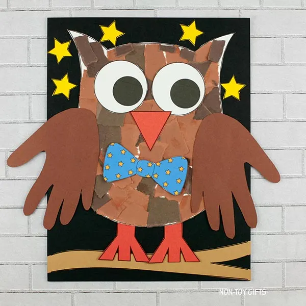 simple ripped paper owl project for children