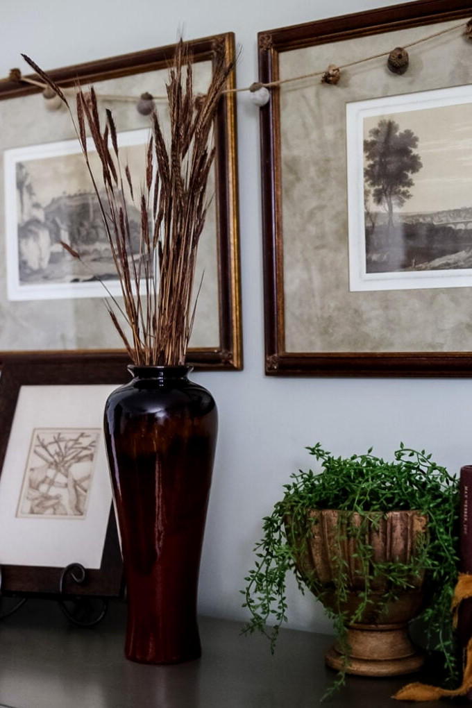 tall vase with dried wheat