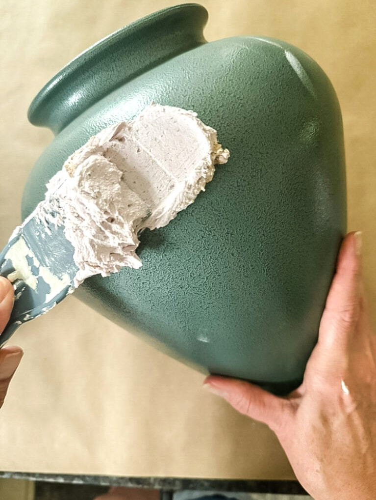 covering a vase with joint comound