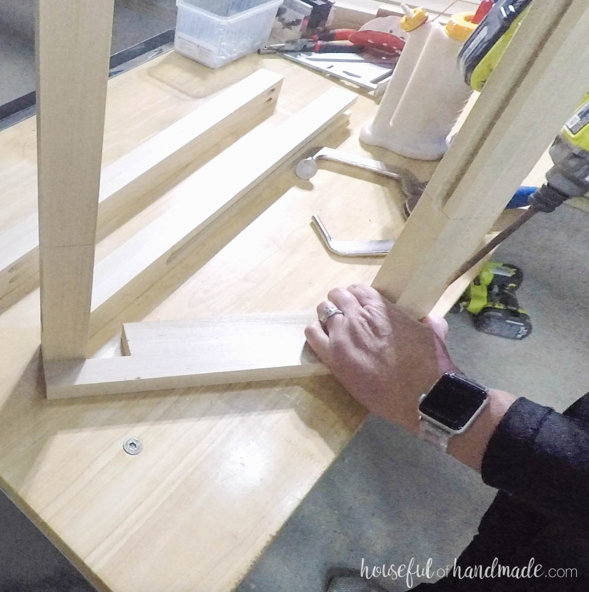 Attaching boards to the sides of the cut out notches. 