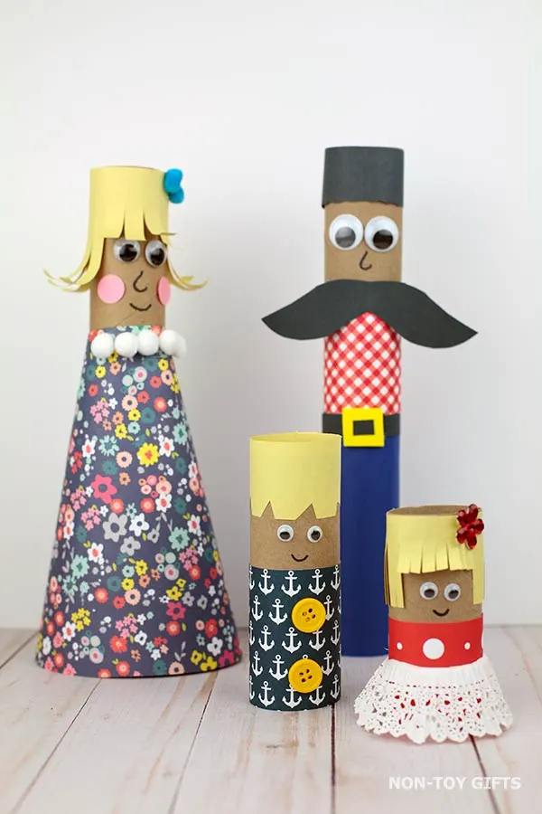 simple paper roll family project for children
