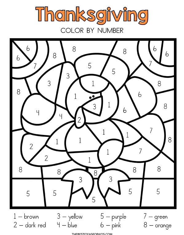 Thanksgiving Color by Number Worksheet