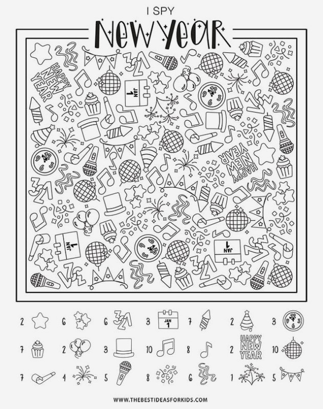 Free Printable New Years I Spy Sheet