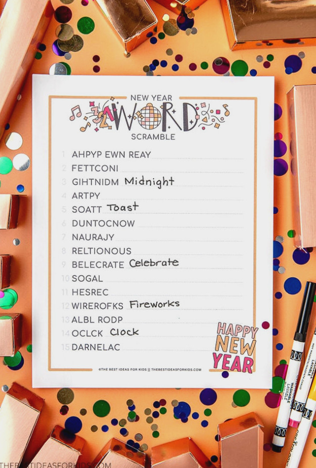 New Year's Eve Word Scramble Printable