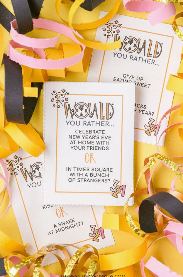 New Year's Eve Would You Rather Question Cards
