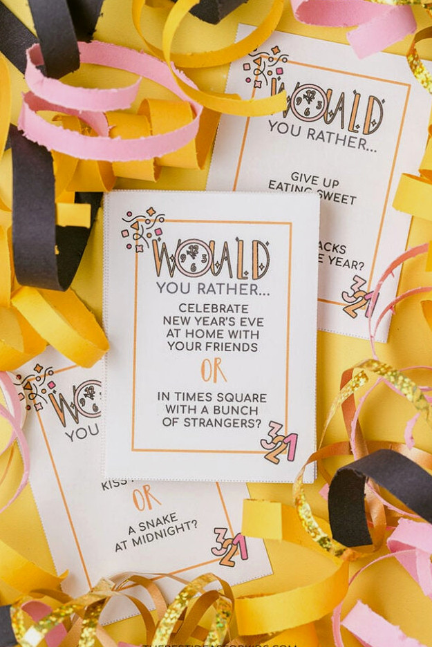 New Year's Eve Would You Rather Question Cards