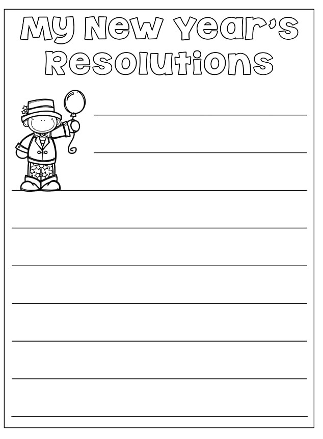 New Years Resolution Worksheet for Children