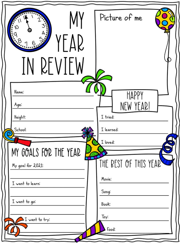 New Years Resolution Worksheets for Kids