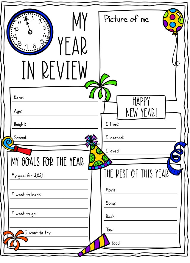 New Years Resolution Worksheets for Kids