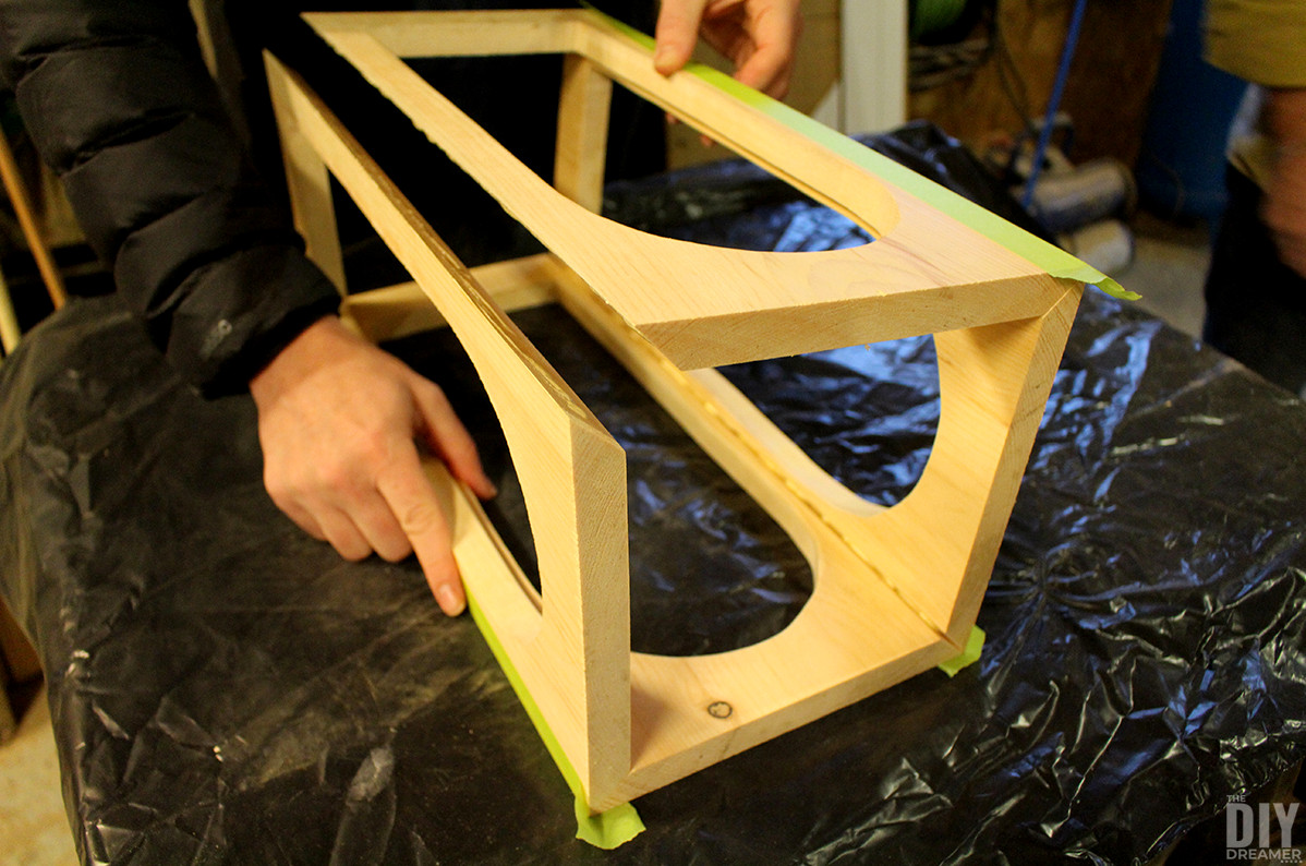 Putting the lantern box together.
