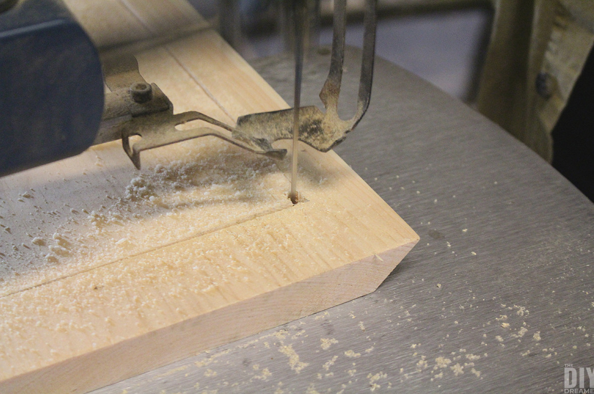 Cutting out the center with a scroll saw.