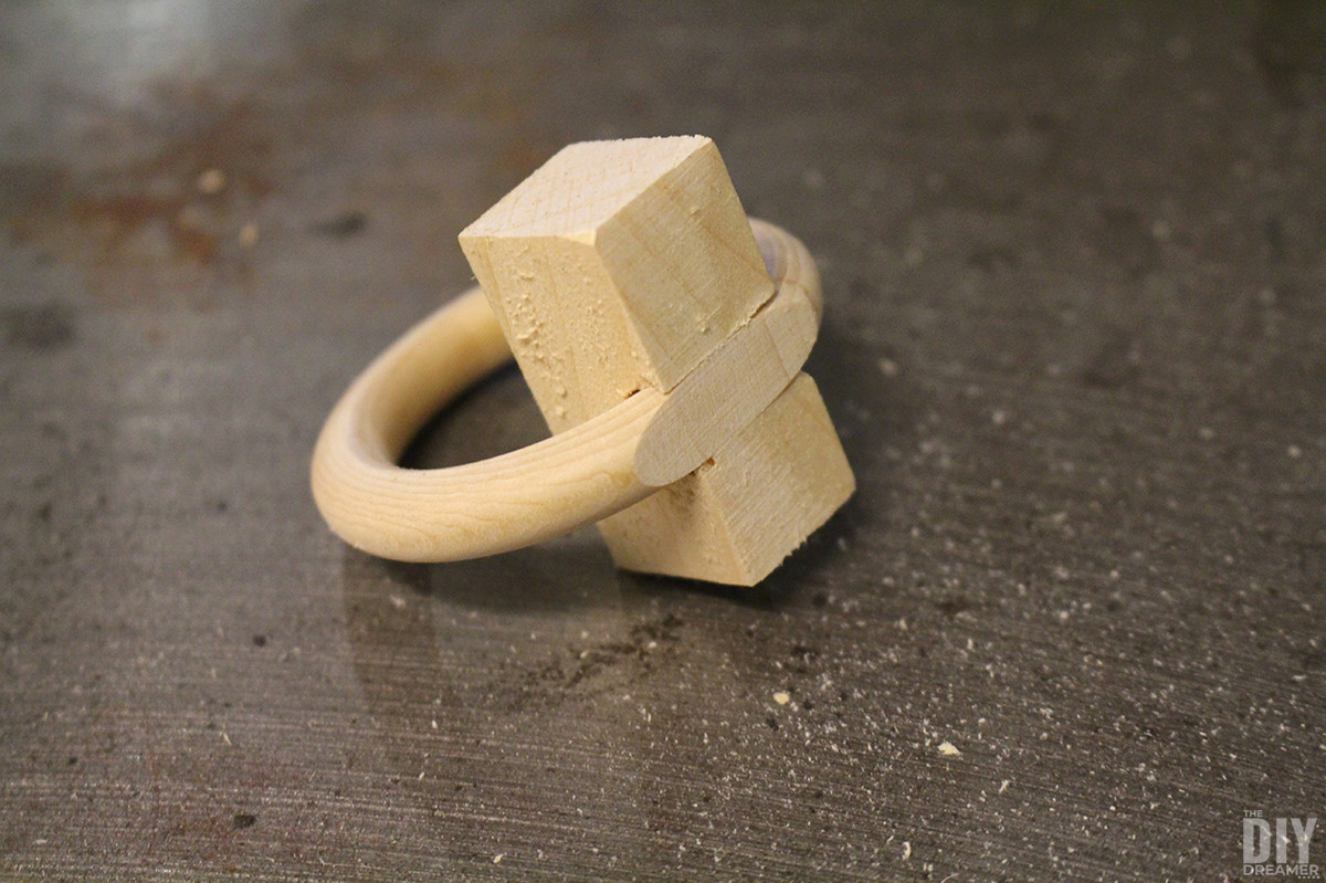 Wooden ring fitted inside the block.