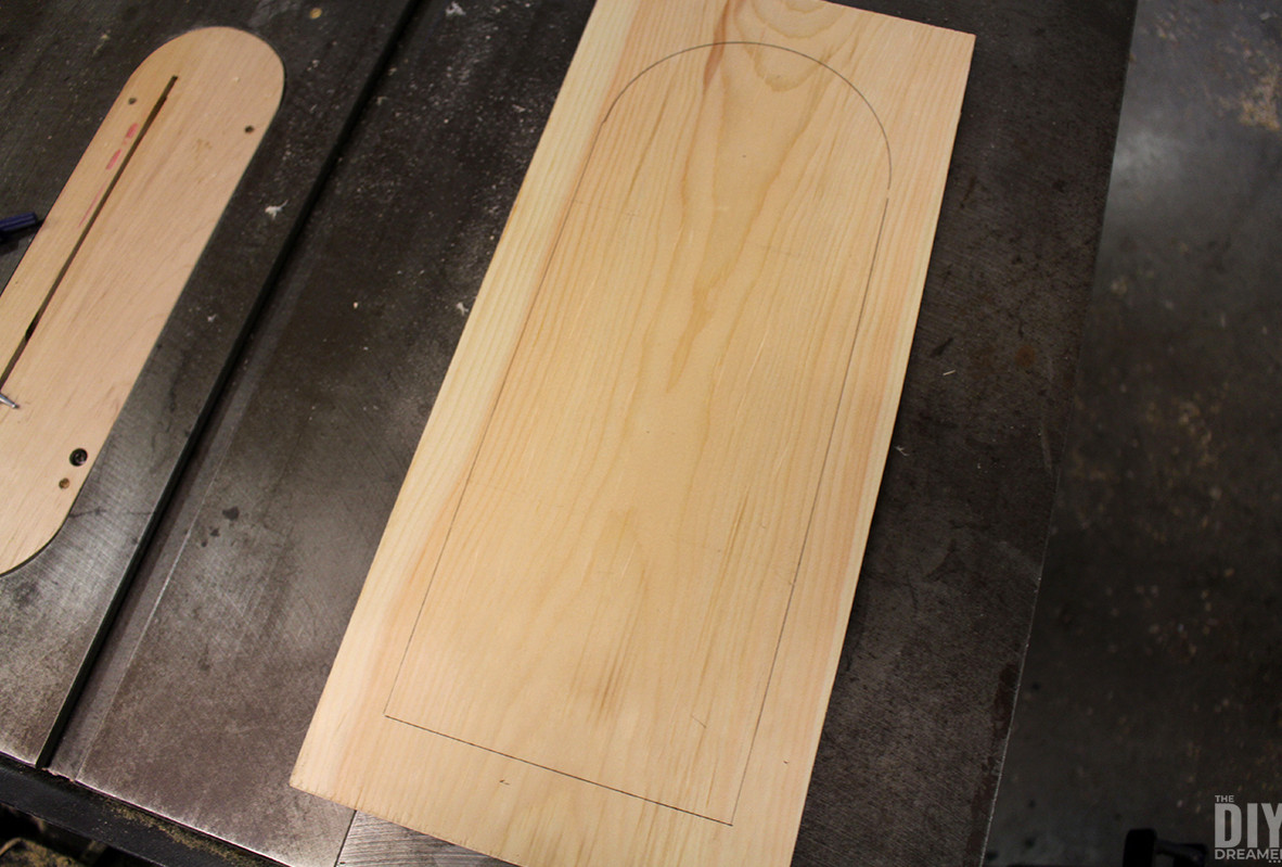 Template drawn on wood.
