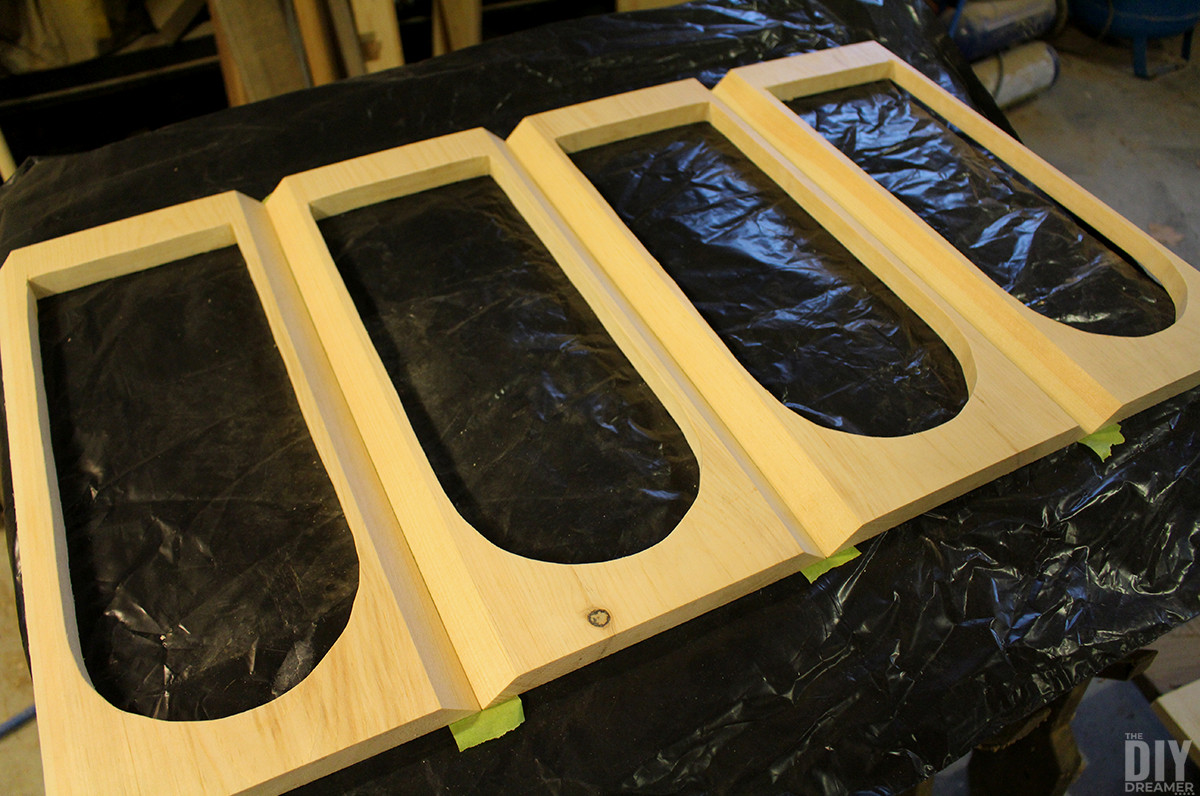 Wooden pieces turned over.