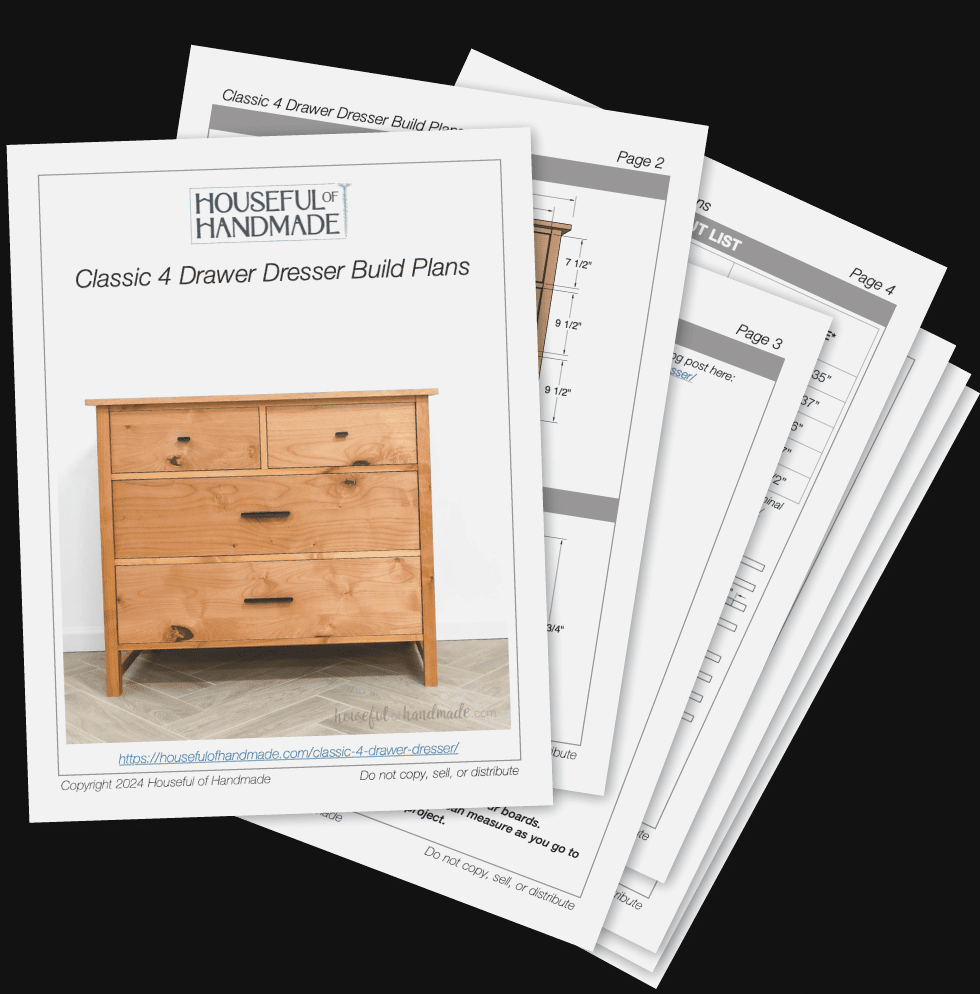 PDF plans for a 4 drawer dresser.