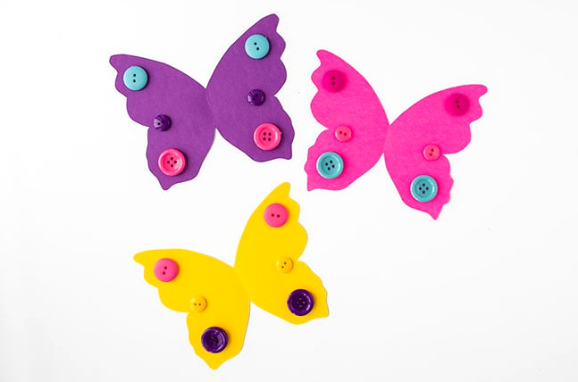 Glue Buttons on Toilet Paper Roll Butterfly
