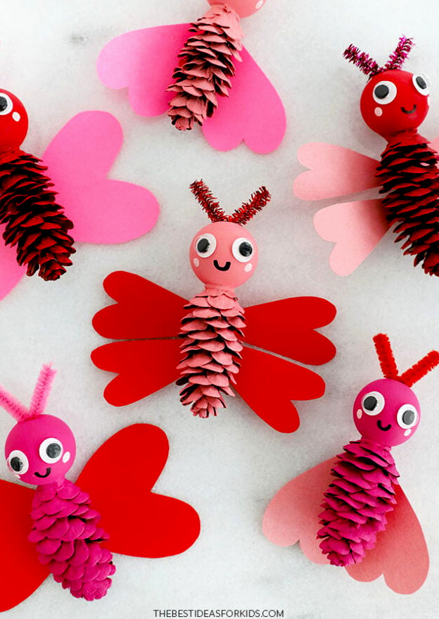 Pine Cone Valentine Love Bugs