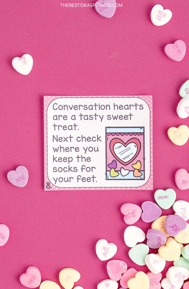 Valentine’s Day Treasure Hunt Clues Printable