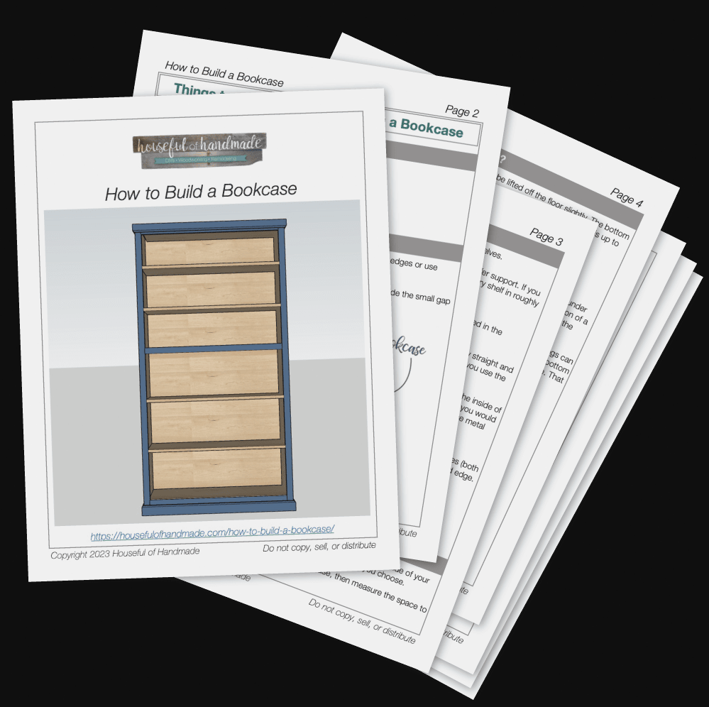 PDF plans for the bookcase building guide.