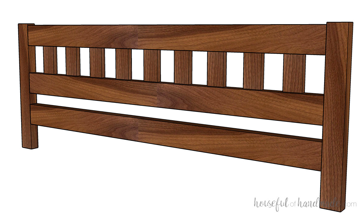 3D drawing of a DIY footboard. 