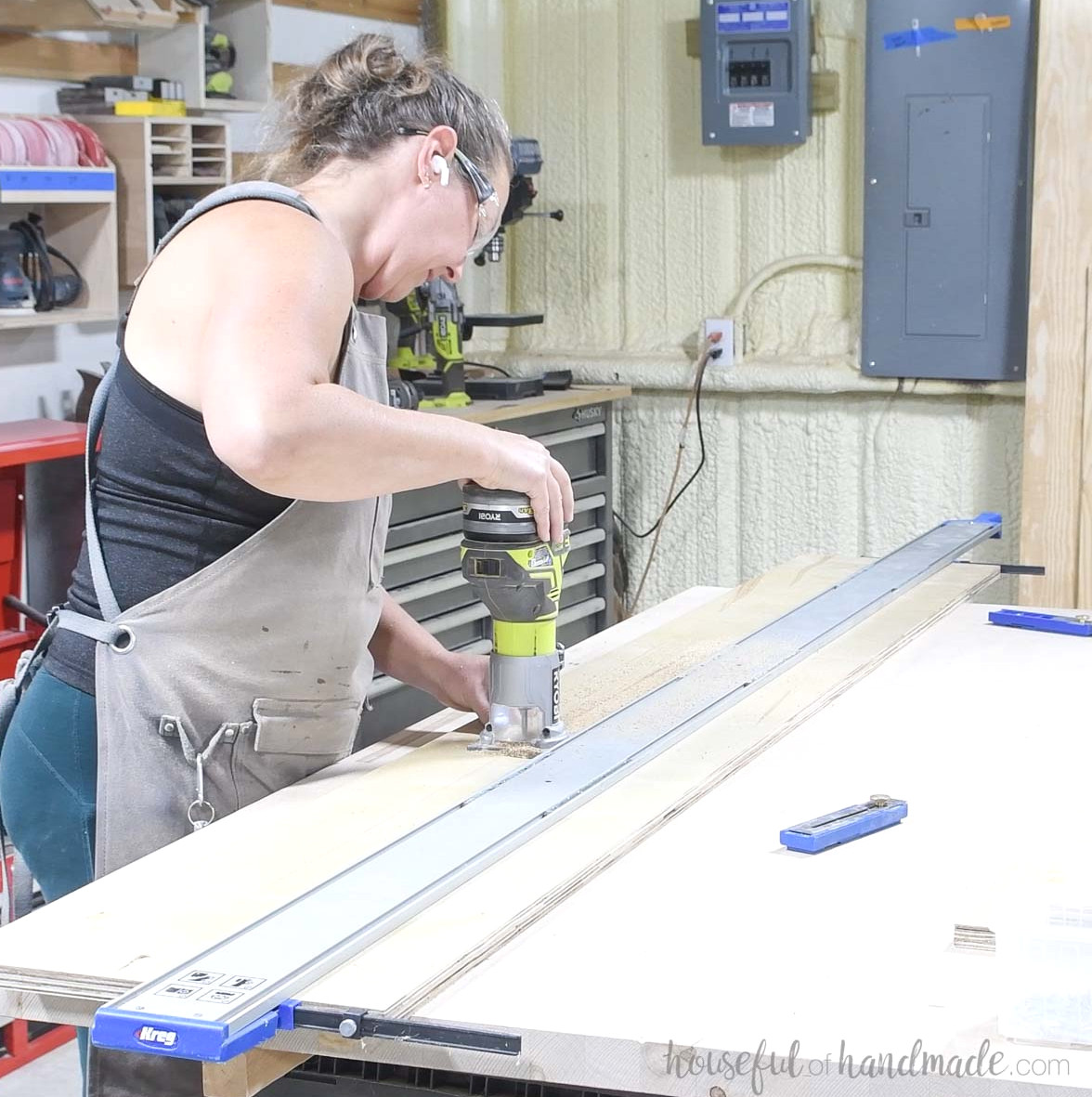 Routing a channel into the bookcase side. 