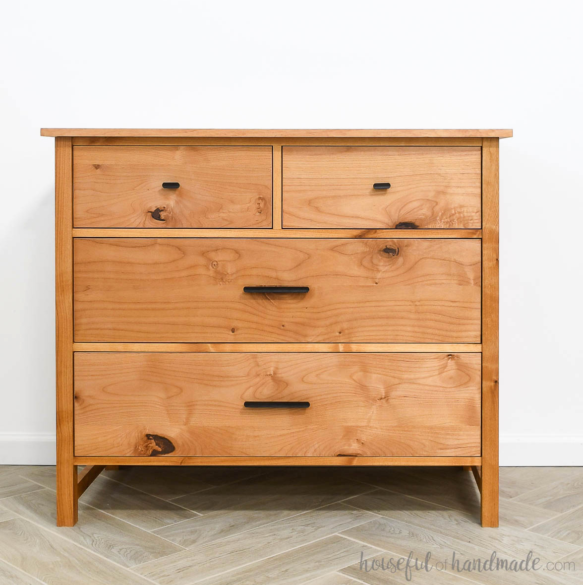 Classic 4 drawer dresser build inspired by the Pottery Barn Farmhouse dresser.