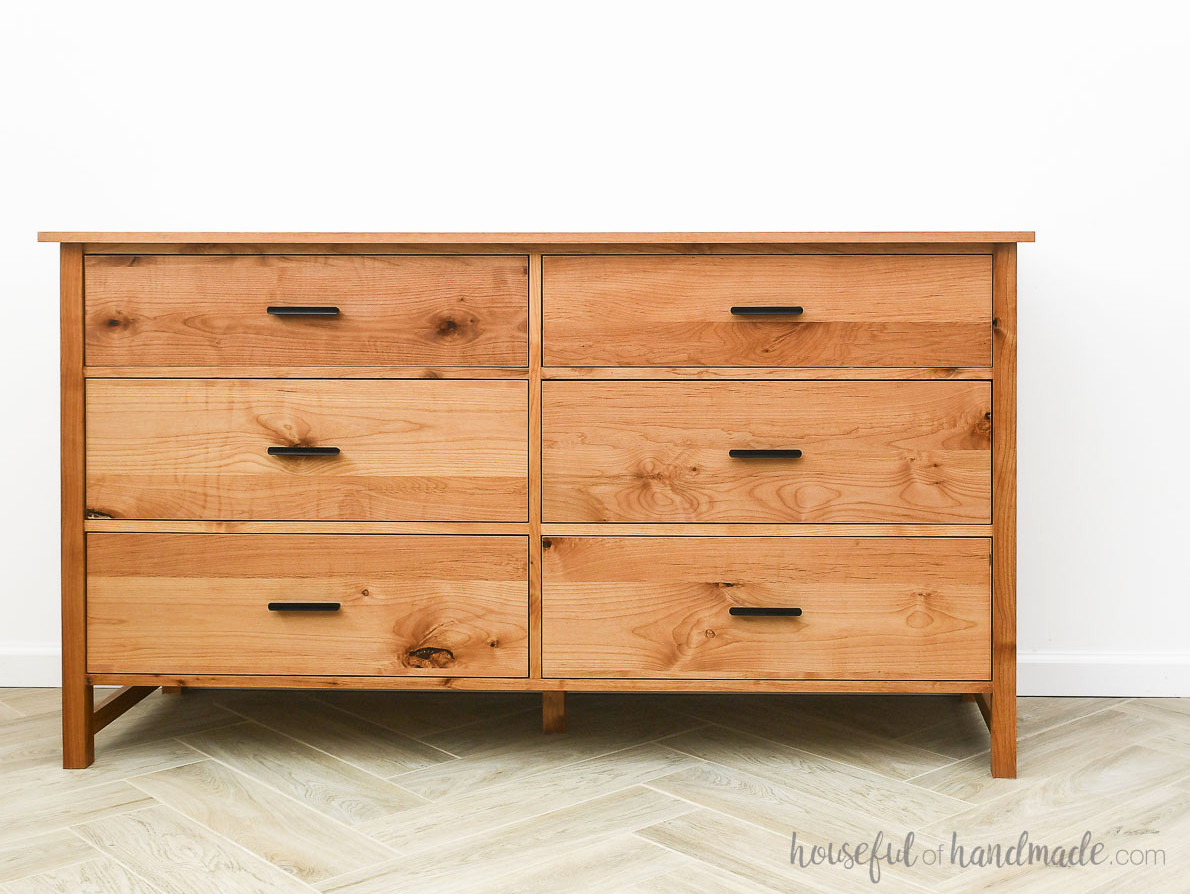 Spacious 6 drawer dresser with a farmhouse appearance inspired by the Pottery Barn dresser.