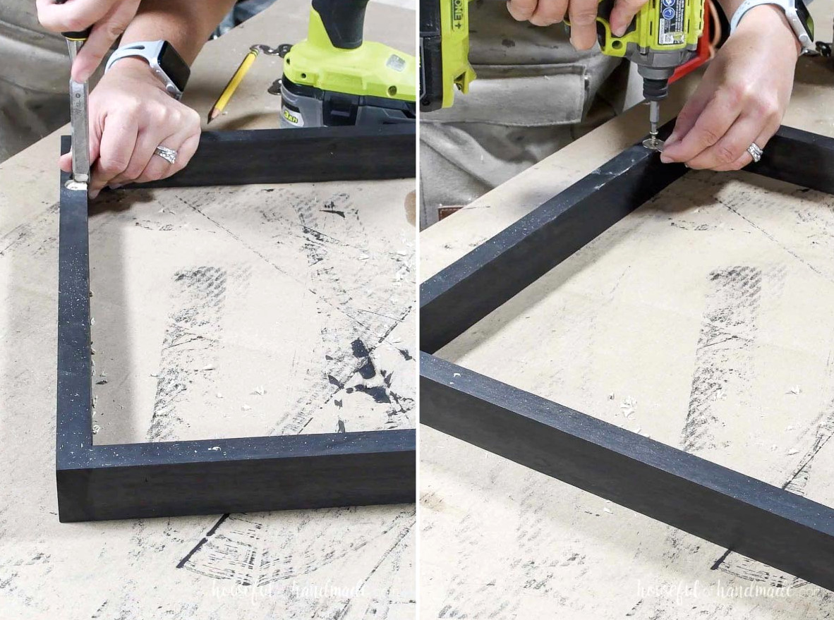 Securing figure 8 fasteners to the table apron. 