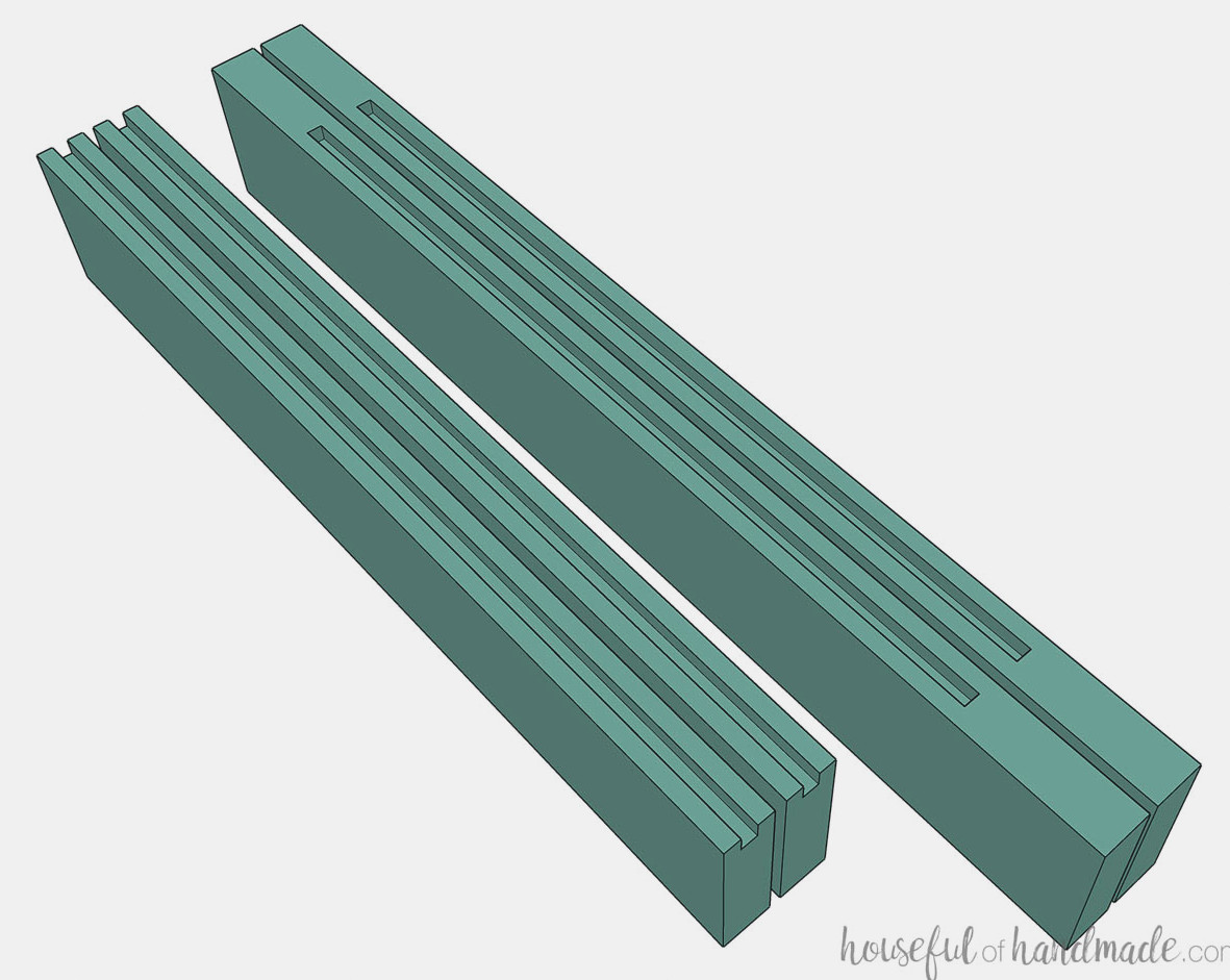 Door components with grooves routed along their sides. 