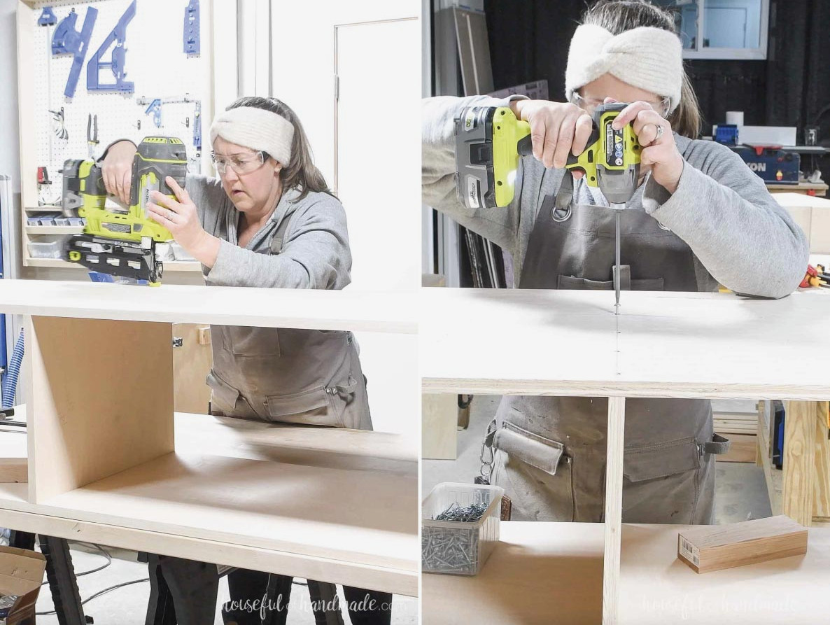 Adding the second side panel to the closet compartment.