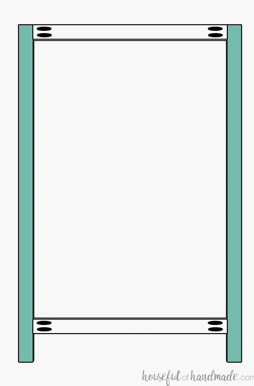 Diagram illustrating the bookshelf face frame components and their assembly.