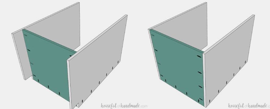 Attaching the bottom of the cabinet either with or without a toe kick cut in.