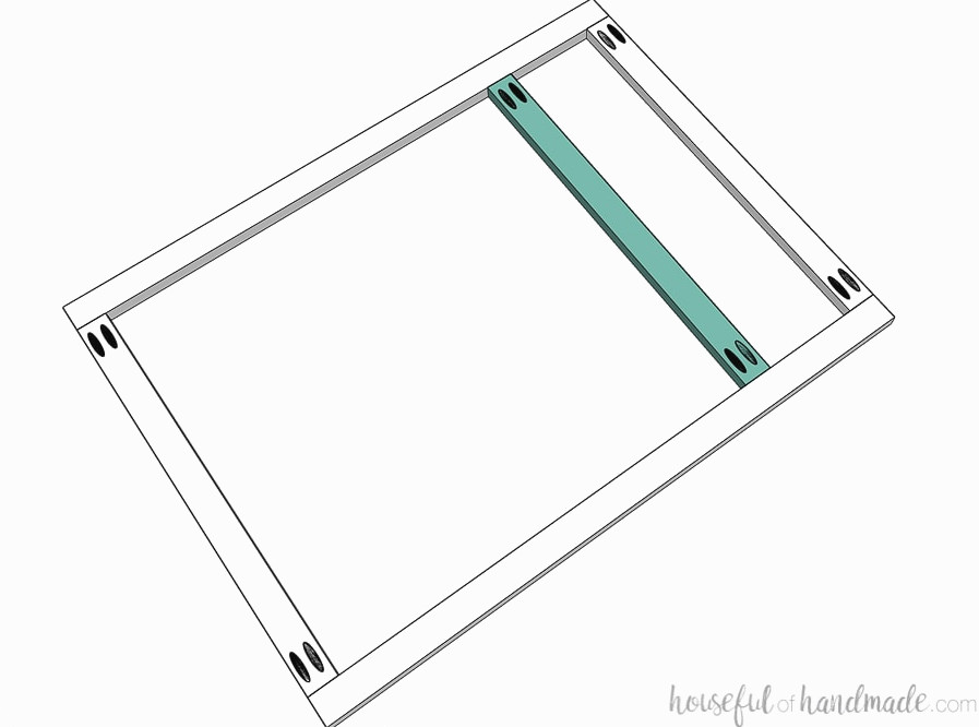 3D drawing of a face frame for base cabinet with a drawer on top.