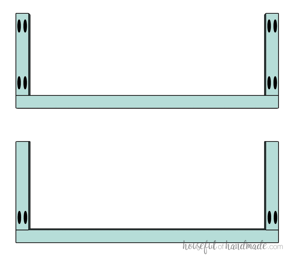 Two face frame sections for the corner cabinet joined with pocket holes.