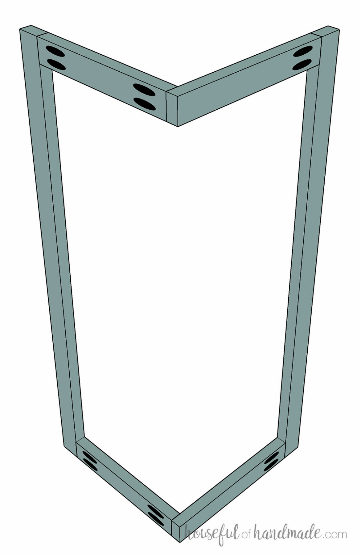 Joining the two sections at a 90 degree angle.