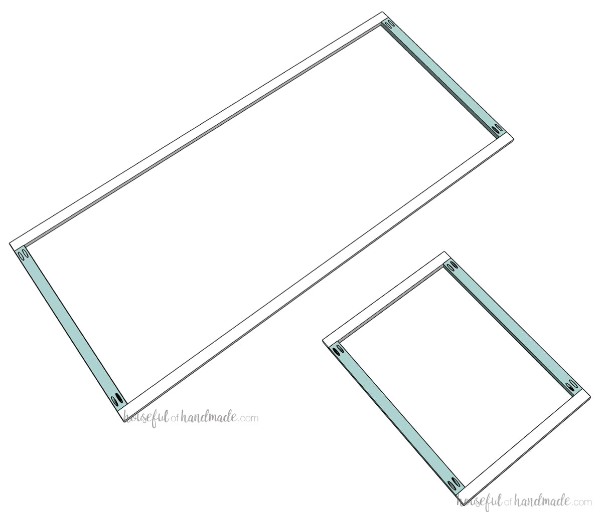 Assembled cabinet face frames joined with pocket holes. 