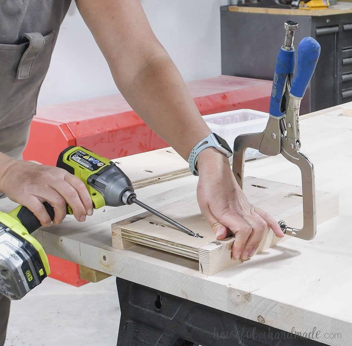 Building the side panel pieces with pocket holes.