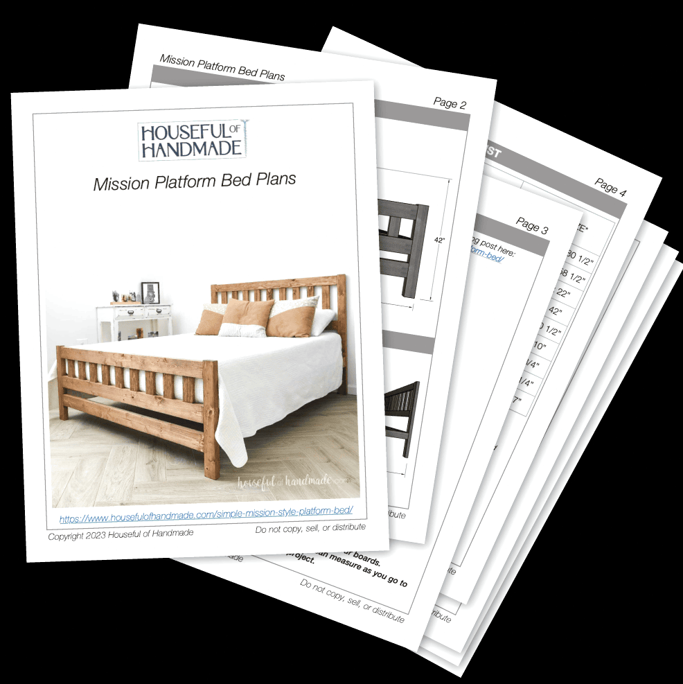 PDF plans for a mission style platform bed in all sizes.