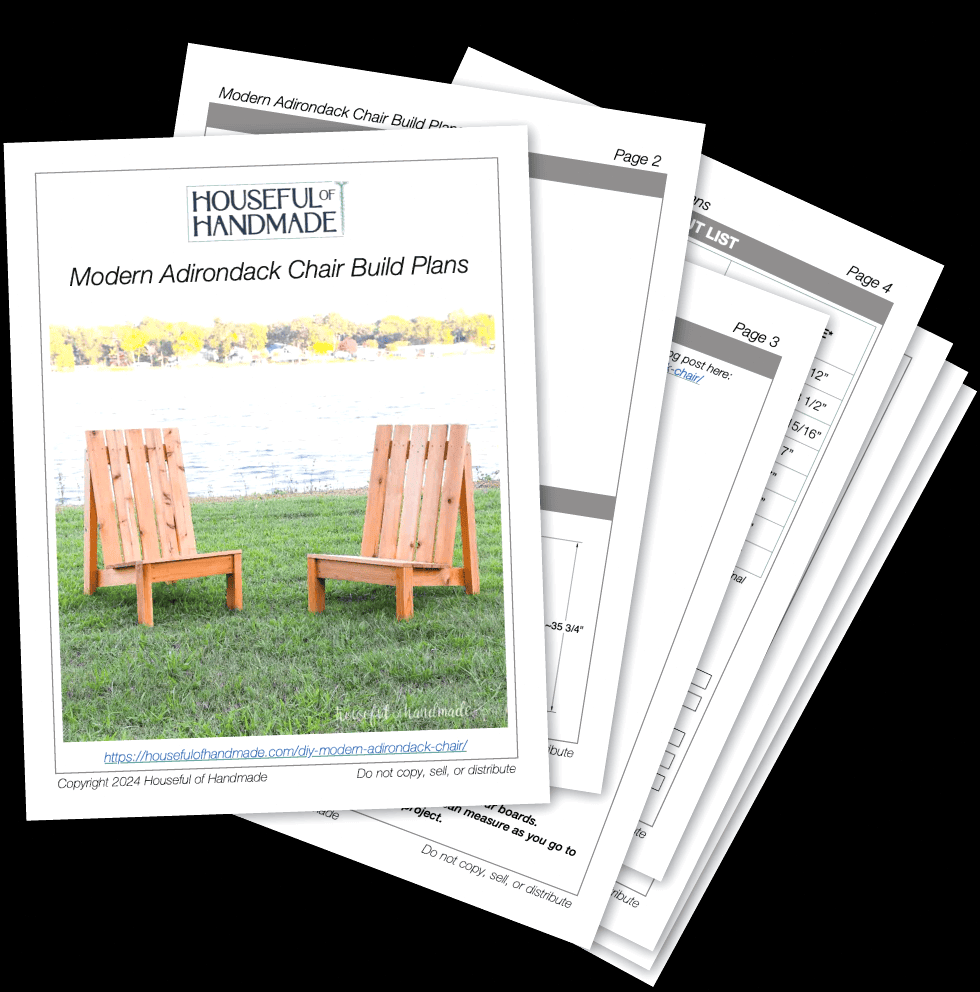 PDF instructions for a modern Adirondack outdoor chair.