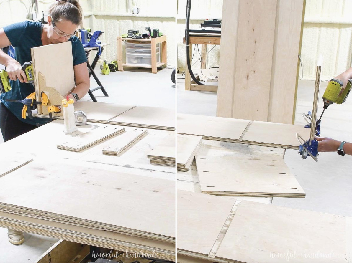 Attaching the top and bottom to one of the sides.