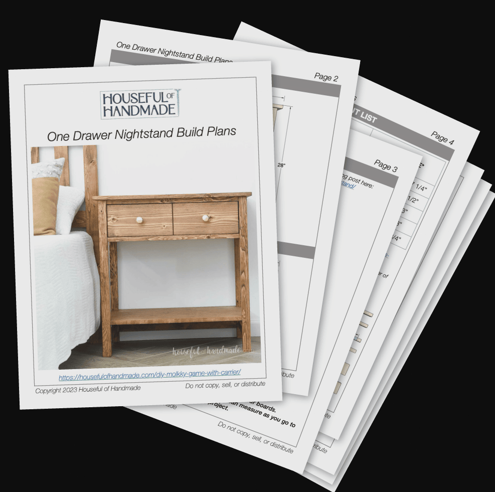 PDF plans for a 1 drawer nightstand with lower shelf.